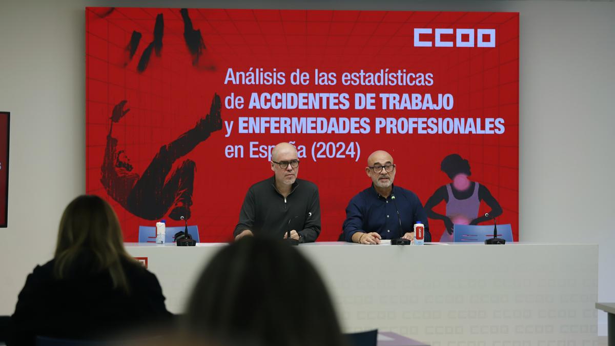 Unai Sordo y Mariano Sanz en la presentacin del informe anual de accidentes de trabajo y enfermedades profesionales 2024