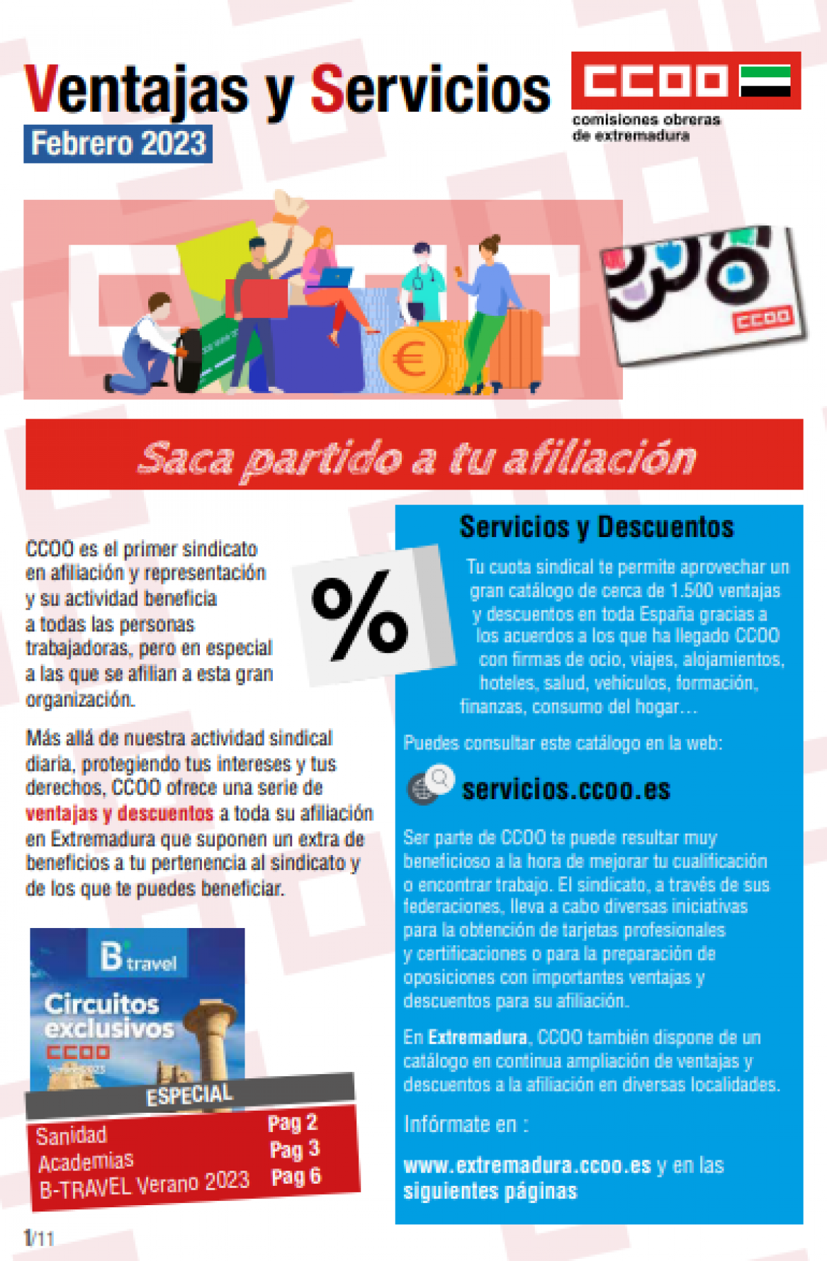 VENTAJAS Y SERVICIOS A LA AFILIACIÓN EN EXTREMADURA -  Febrero 2023