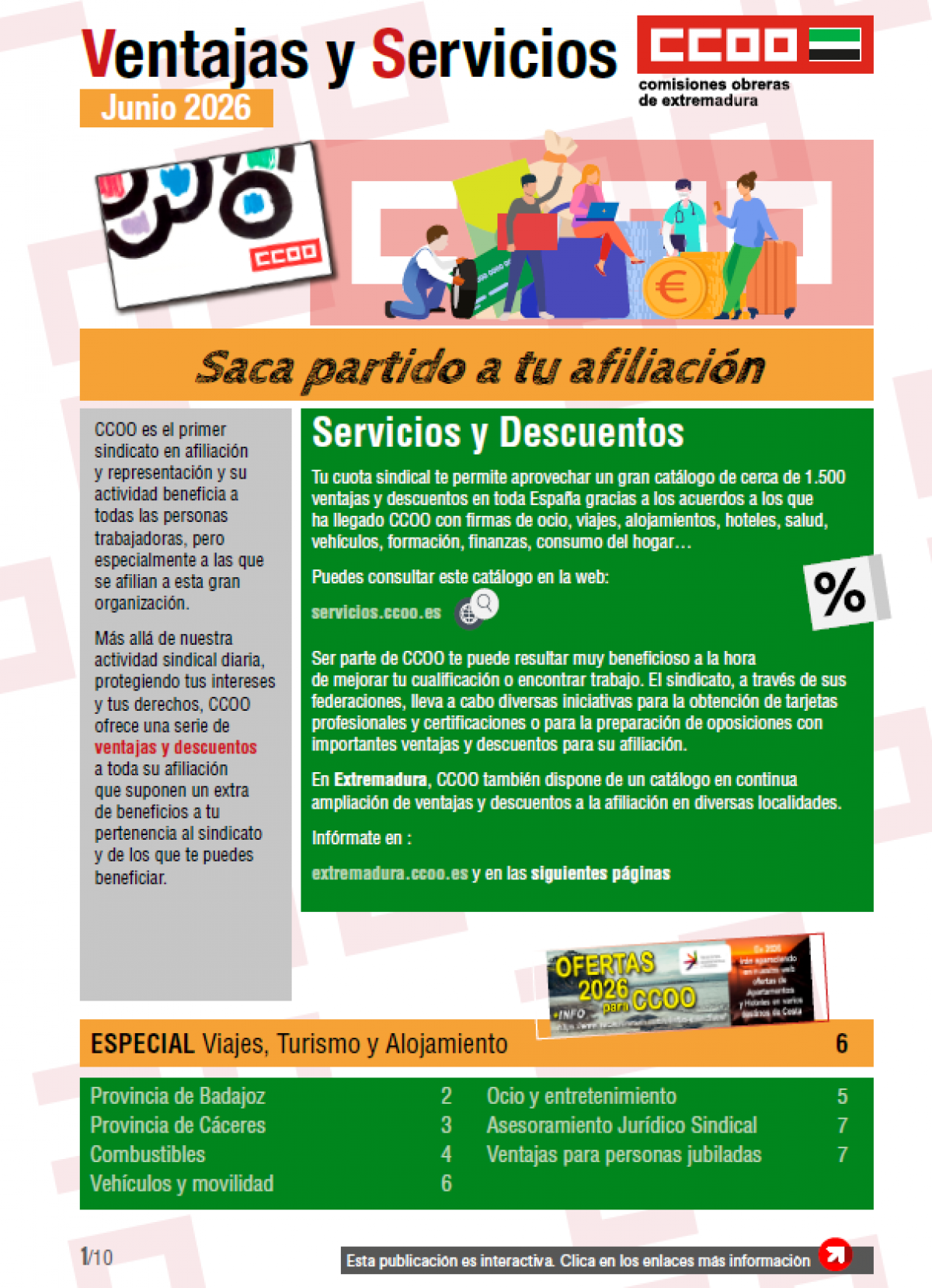 VENTAJAS Y SERVICIOS A LA AFILIACIÓN EN EXTREMADURA - JUNIO 2026
