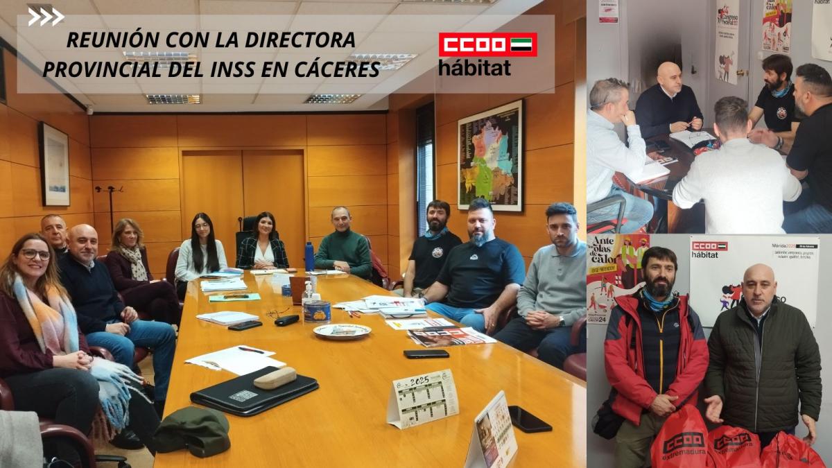 CCOO del Hábitat de Extremadura se reúne con la directora provincial del INSS en Cáceres.