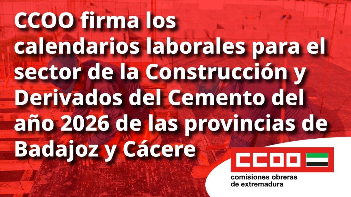 Calendarios laborales Construcción y Derivados Cemento 2026