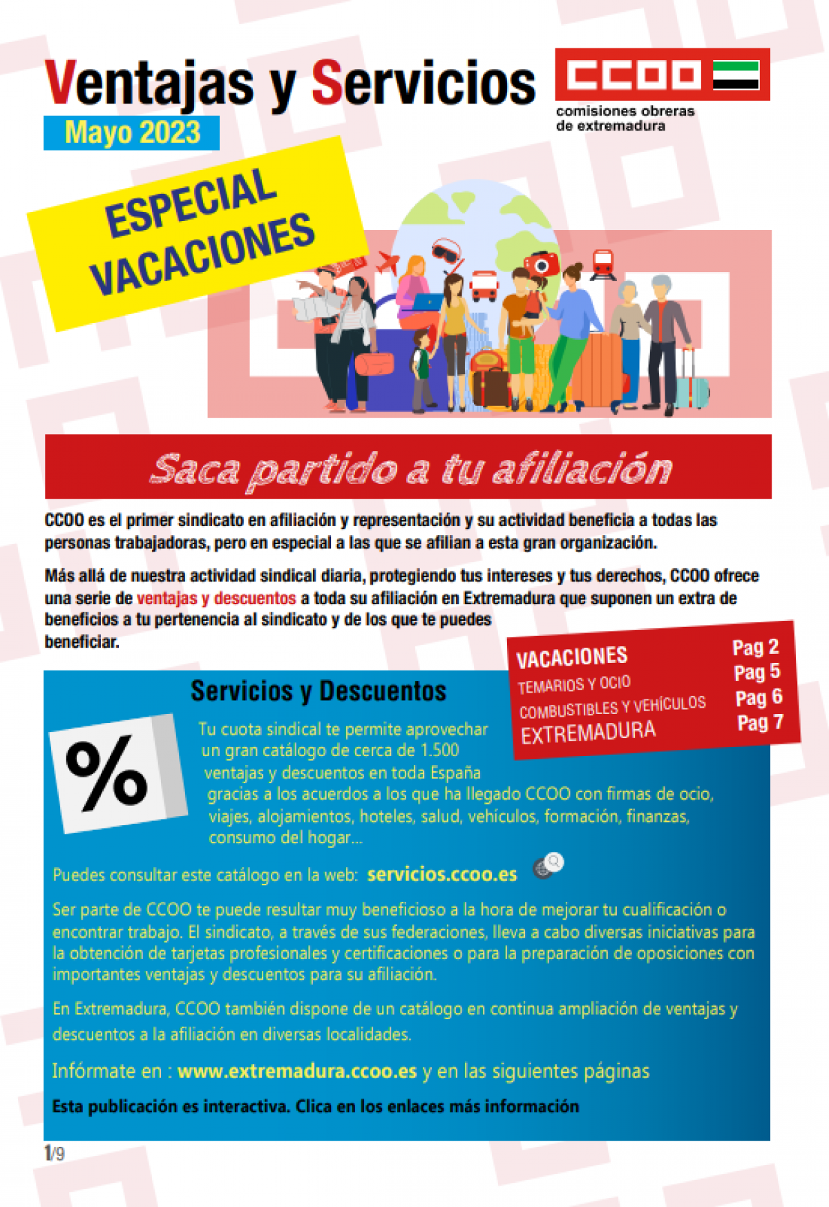 VENTAJAS Y SERVICIOS A LA AFILIACIÓN EN EXTREMADURA - MAYO 2023